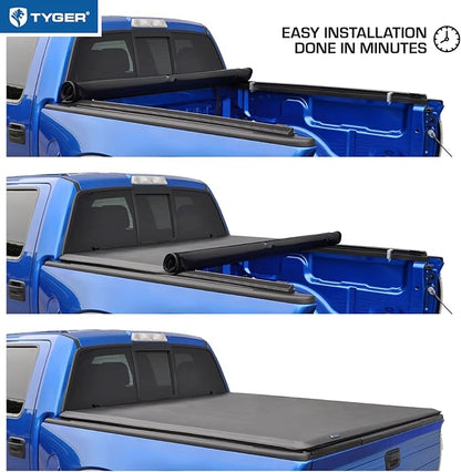 Tyger Auto T1 Soft Roll-up Truck Bed Tonneau Cover Compatible with 2007-2013 Chevy Silverado GMC Sierra 1500 (NOT FIT 2007 Classic) | 5'9" (69") Bed | TG-BC1C9003