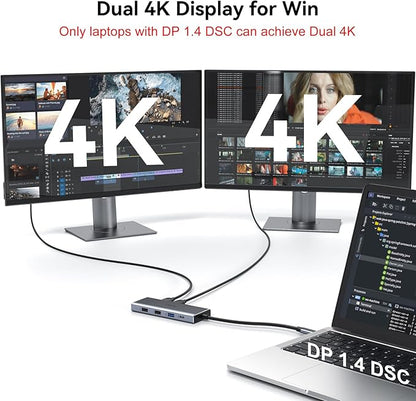 HODO USB C Docking Station Dual Monitor Adapter