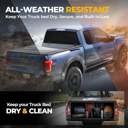 Auto Dynasty FRP Hard Tri-Fold Truck Bed Tonneau Cover for 2015-2025 Ford F150 6.5Ft Fleetside Short Bed 16 17 18 19 20 21 22 23 24