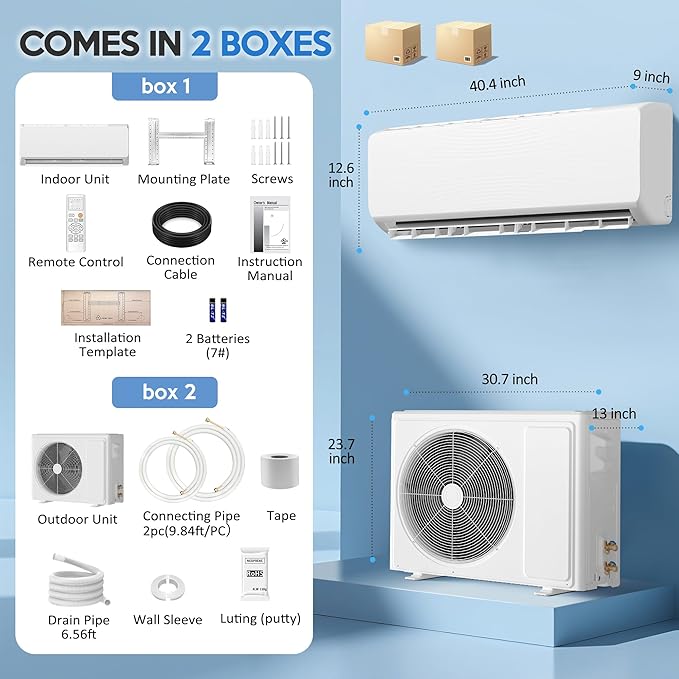18000 BTU Mini Split Air Conditioner ＆ Heat Pump, 230V Wall Mount Ductless