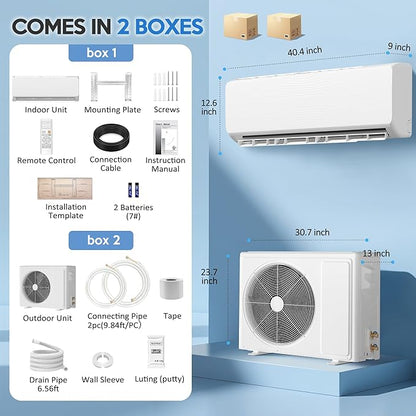 18000 BTU Mini Split Air Conditioner ＆ Heat Pump, 230V Wall Mount Ductless