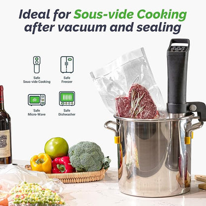 GERYON Vacuum Sealer, Vacuum Sealer Machine for Food Storage with Sealer Bags & Roll, Automatic Food Sealer for Sous Vide, Compact Design, LED Lights, Easy to Clean, Dry & Moist Modes (Silver)
