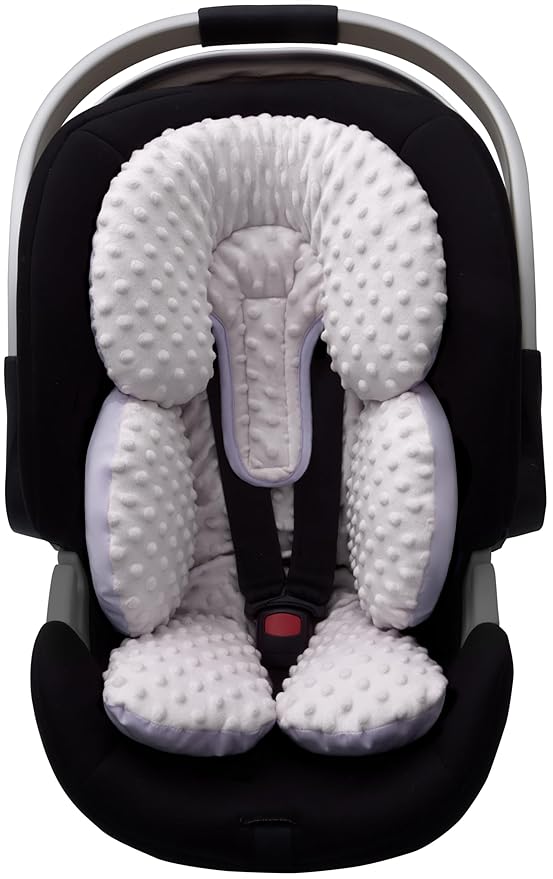 Pro Goleem Infant Car Seat Head Neck Body Support, Ultra-Soft Minky and Microfiber Newborn Car Seat Insert, Perfect for Car Seat, Stroller, 2-in-1 Reversible, for Boys and Girls, Gray