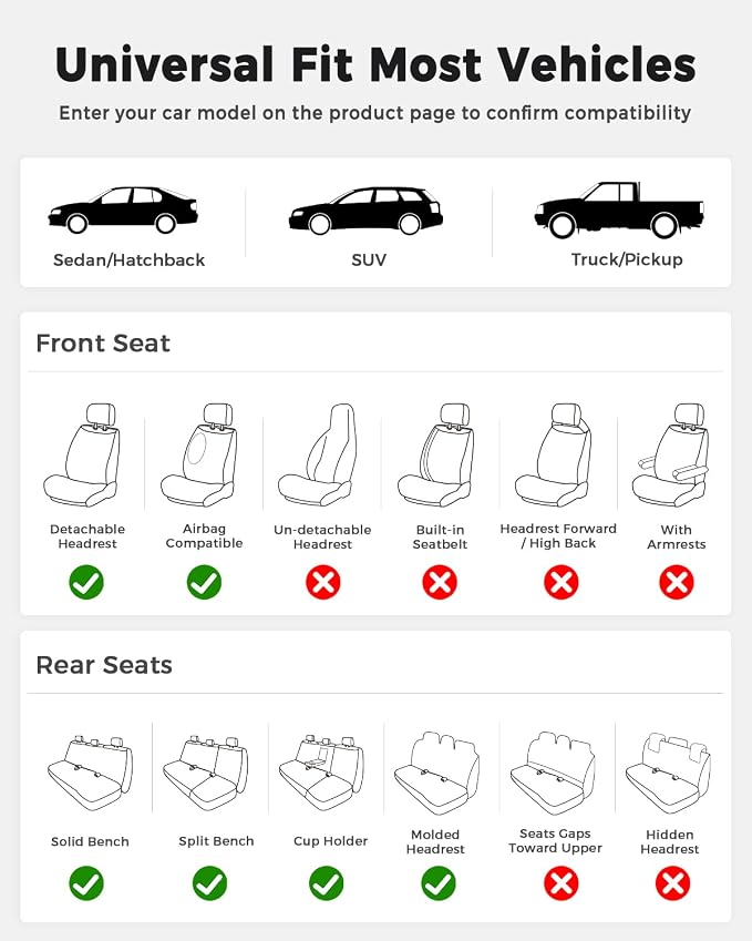 Huidasource Seat Covers, Luxury Faux Leather Car Seat Cover, Velcro Adjustable, with Airbags, Seat Belts, Thinning Design Perforation Cooling Heating Universal Fit for Most Cars Vans Trucks SUVs Black