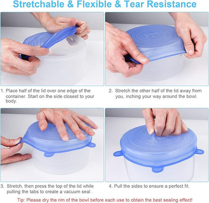 YXYL 14 PCS Reusable Silicone Stretch and Seal Lids