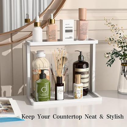 PEKER Bamboo Bathroom Organizer Countertop – Small Vanity Storage Shelf