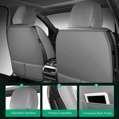 SCITOO 2PCS Car Seat Covers, Waterproof Front Seat Covers Automotive Seat Covers Vehicle Seat Covers Car Seat Protector Seat Cover Set for Cars SUV Pick-up Truck Sedan (2PCS Front, Gray)