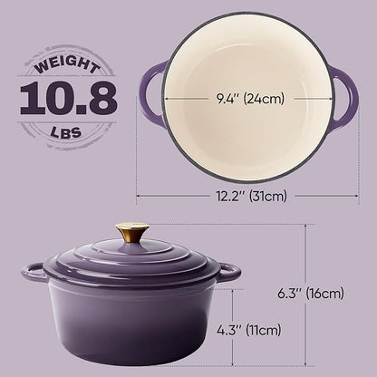 4.5 Quart Dutch Oven Pot with Lid, Non Stick Enameled Cast Iron Dutch Oven