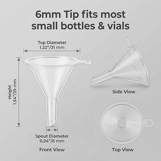 Mini Funnels Set, Small Clear Plastic Funnel