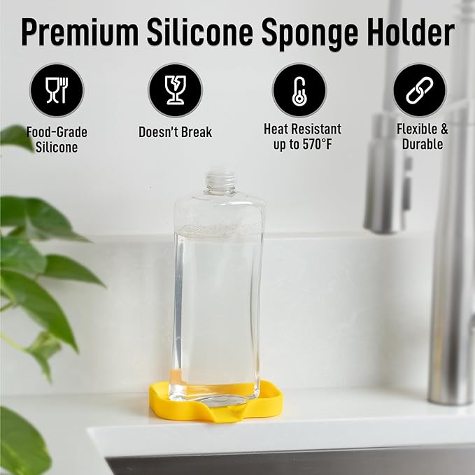 Zulay Kitchen Small Silicone Sponge Holder – Space-Saving Sink Organizer Tray