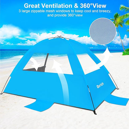 Gorich Beach Tent Sun Shelter for 3/4-5/6-7/8-10 Person with UPF 50ï¼?UV Protection, Lightweight & Easy Setup Beach Shade Canopy, Portable Beach Shade Tent Beach Cabana