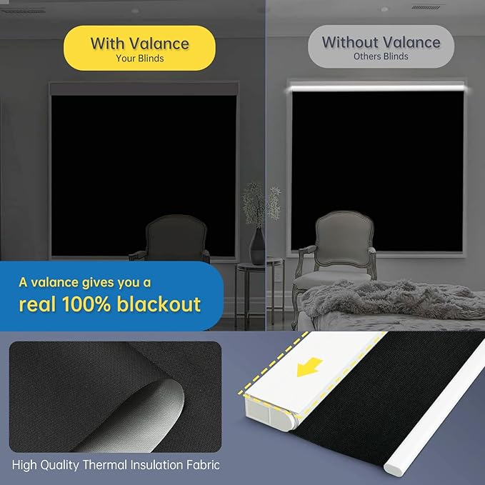 DENFOON Motorized Blackout Shades, Thermal Polyester, Solar Powered,