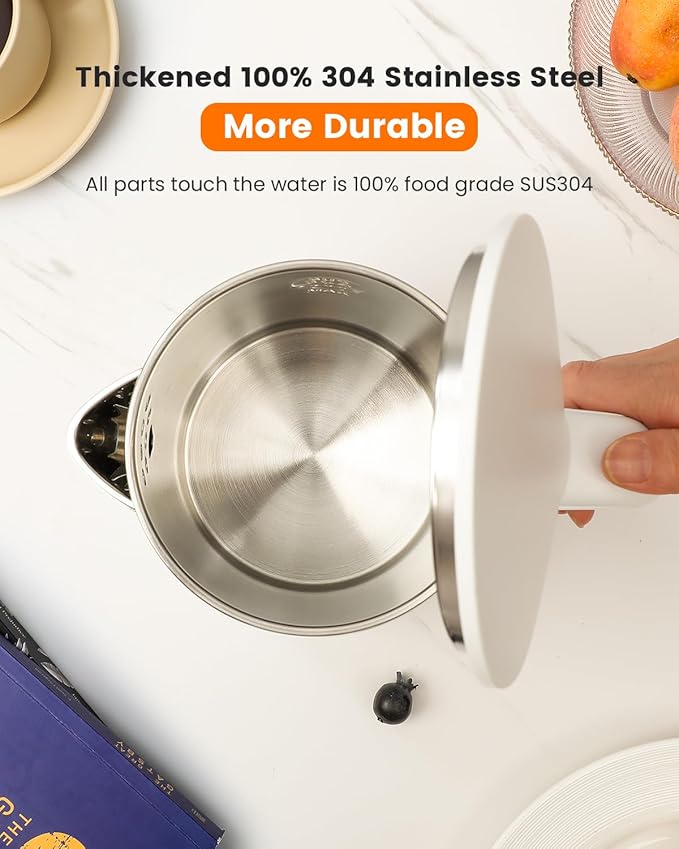 Electric Kettle Stainless Steel, 1.0L Small Water Boiler 1200W Fast Boiling