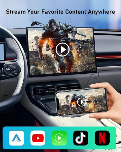 Magic AI Box Wireless CarPlay Adapte, 5.8GHz High-Speed Zero Lag WiFi, Plug & Play 3s Auto Reconnect, Compatible with iOS 10+ & Android 11+ Car Systems