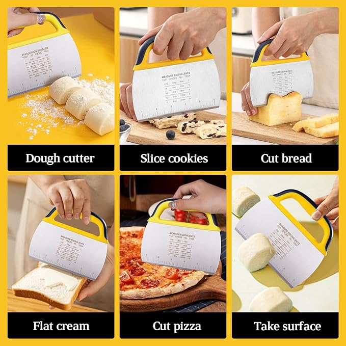 YGDZ Dough Scraper Chopper 2 Pcs, Stainless Steel Dough Cutter
