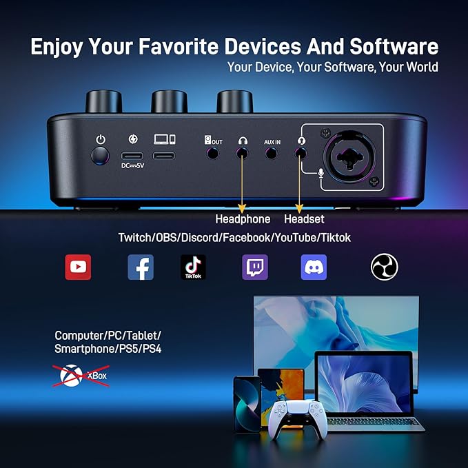 MAONO Gaming Audio Mixer, Audio Interface