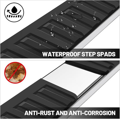 COMNOVA Running Boards Compatible with 2002-2008 Dodge Ram 1500 Quad Cab,2003-2009 Ram 2500 3500 Quad Cab, 6 Inch High Light Stainless Steel Step Bars.