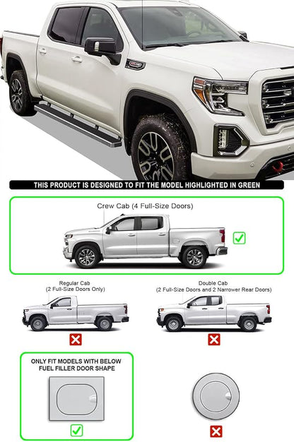 APS Premium 5in 304 Stainless Steel Running Boards Compatible with Chevy Silverado GMC Sierra Crew Cab 19-26