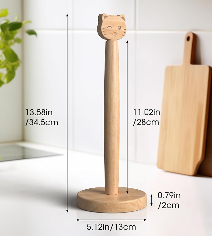KitchLife Cute Wooden Paper Towel Holder Countertop