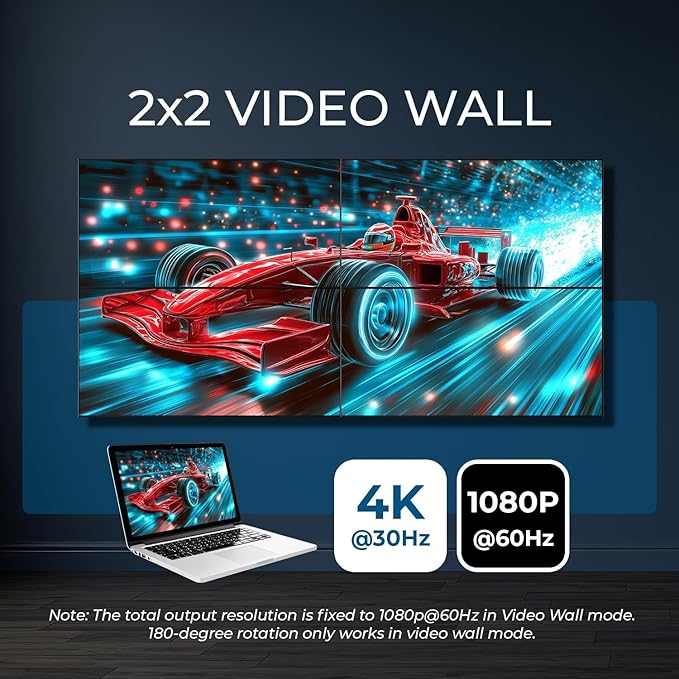 OREI 4K 3x3 Video Wall Controller – HDMI & USB-C Video Wall Processor, 1080p