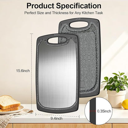 Viretang Metal Cutting Boards for Kitchen, Functional Large Black Plastic