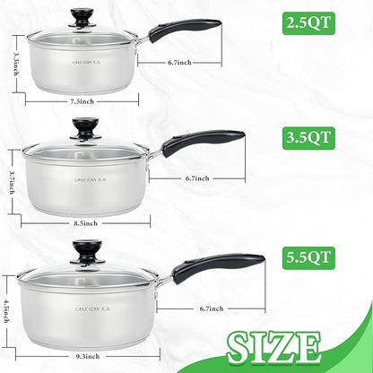 Stainless Steel Saucepan with Lid Set