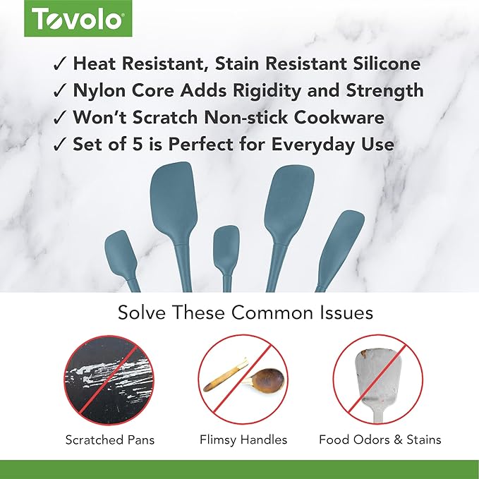 Tovolo Flex Core 5 Piece Silicone Spatula Set Heat Resistant All Silicone
