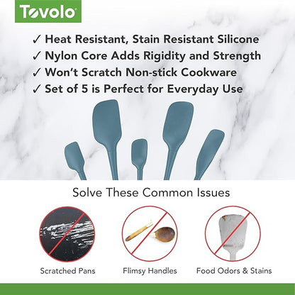 Tovolo Flex Core 5 Piece Silicone Spatula Set Heat Resistant All Silicone