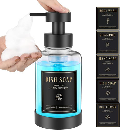 Luxspire Foaming Soap Dispenser, Glass Foam Pump Soap Dispenser, Non-Slip Hand