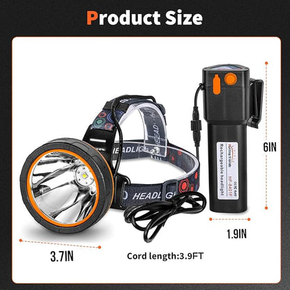 Super Bright LED Coon Hunting Headlamp - High Lumen Rechargeable Waterproof Headlight, Long-Range Beam Searchlight for Hunting, Fishing, Outdoor, Camping, Durable Adjustable Head Torch, Hands-Free