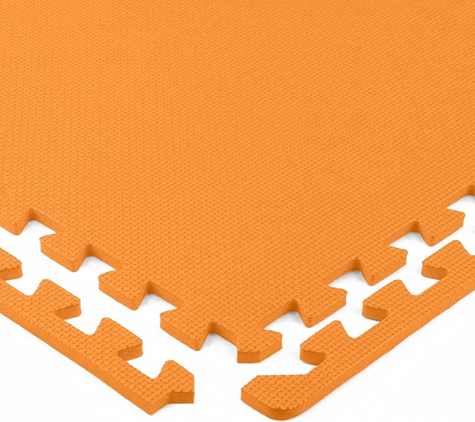FlooringInc's 1/2" Soft Non-Toxic Baby Play Mat, Toddler Playmat, Colorful Puzzle PlayMat, Floor Mats for Kids & Babies, EVA Foam Interlocking Tiles for Nursery & Playroom | Orange, 50 Tiles, 200 SqFt