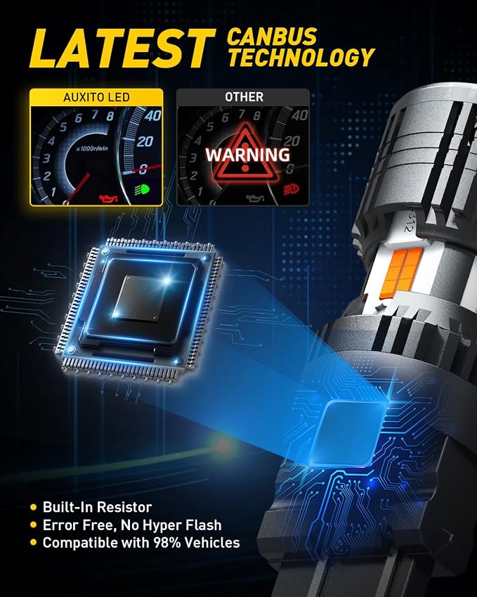 AUXITO Latest CANBUS 3157 Switchback LED Bulbs 3057 3457 4157 Dual Color Amber/White Anti Hyper Flash Built-in Resistor Error Free Turn Signal Lights and DRL/Parking Lights, Pack of 2