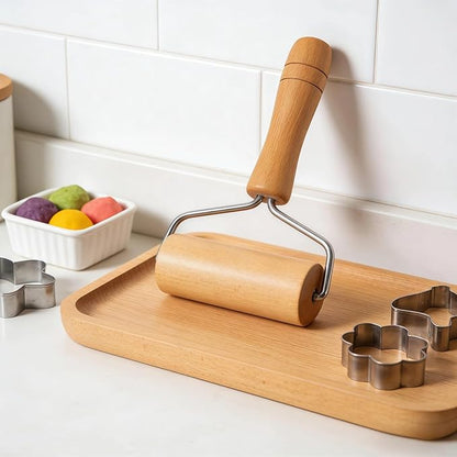 Small Rolling Pin, Wooden Dough Roller, Non-Stick Pizza Roller, T Type Rolling