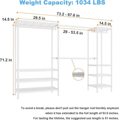 Ulif E11 Heavy-Duty Garment Rack, Metal Freestanding Clothes Rack and Closet