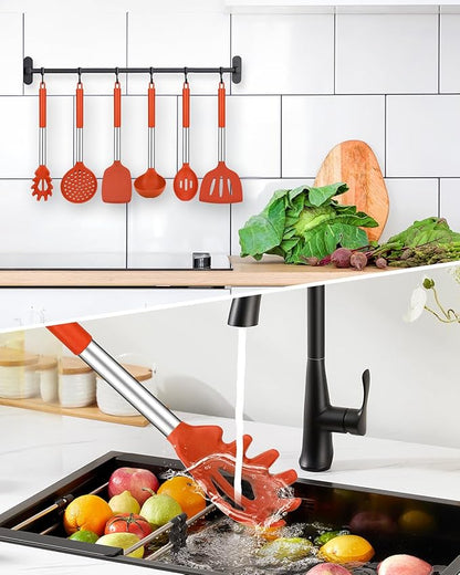Silicone Cooking Utensil Set, BPA Free Heat Resistant Kitchen Tools
