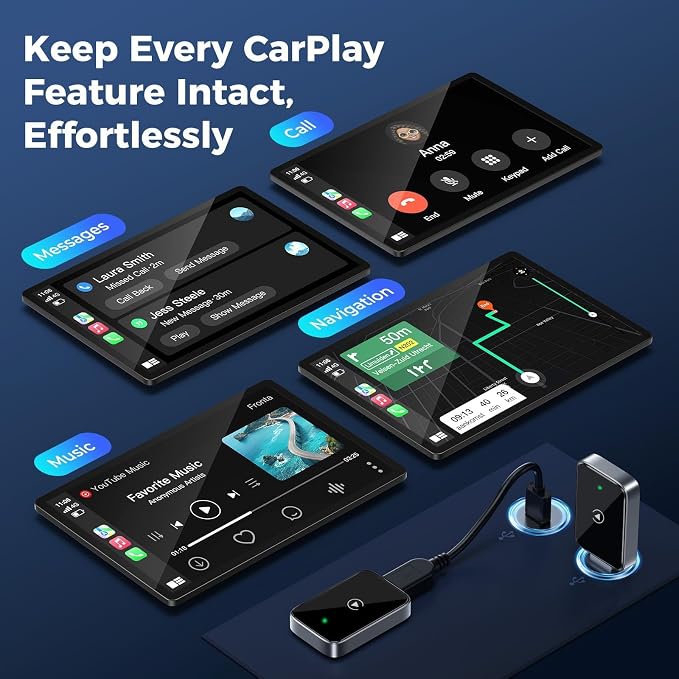 Wireless Carplay Adapter for ROX 01 2023 2024 2025, Plug and Play Car Play Wireless Adapter, 2 in 1 CarPlay Accessories, Auto Reconnect,Normal-C-USB+Type-c Extension Cable