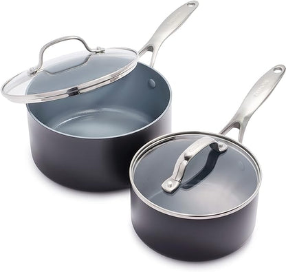 GreenPan Valencia Pro Ceramic Nonstick 1.66QT & 3.3QT Saucepan Pots
