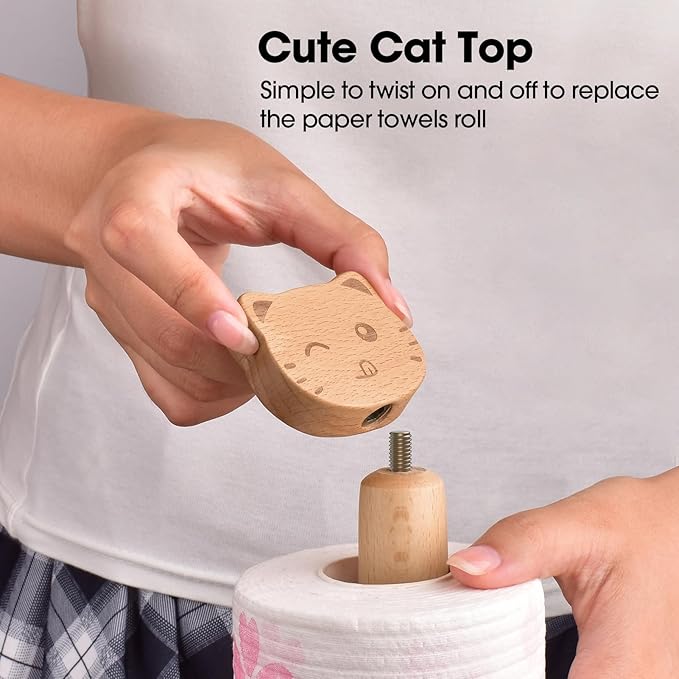 KitchLife Cute Wooden Paper Towel Holder Countertop