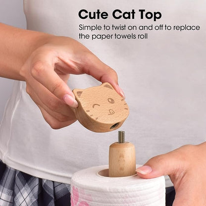 KitchLife Cute Wooden Paper Towel Holder Countertop