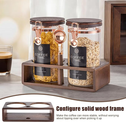 Glass Coffee & Sugar Canister Set, 2×45OZ Airtight Glass Storage Jars