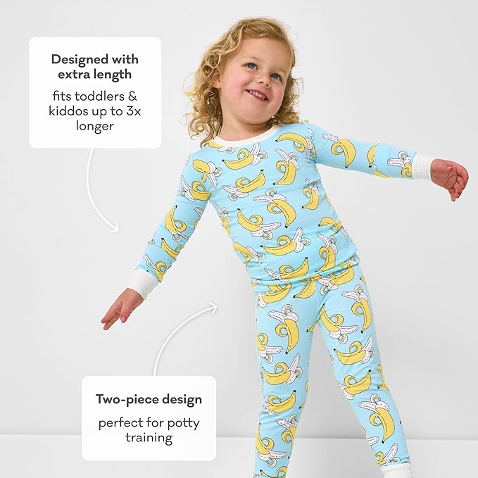 Little Sleepies Two-Piece Pajama Set for Boys & Girls, Soft Viscose from Bamboo Toddler Pajamas for Kids, Family Matching PJs