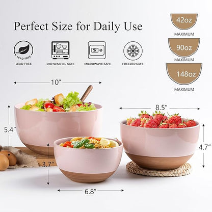 AmorArc Ceramic Mixing Bowls|Nesting Bowls Set of 3
