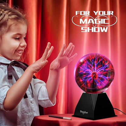 Theefun Plasma Ball: 6 Inch Plasma Globe Touch & Sound Sensitive Ball Lamp Electric Lightning Novelty Light for Parties, Home, Prop, Room Decoration, Christmas Gifts