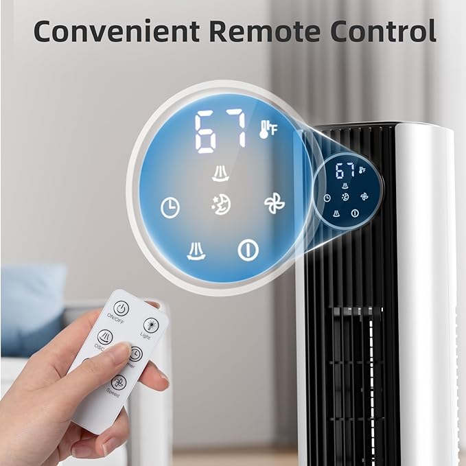 Antarctic Star Tower Fan Portable Floor Fans 85°Oscillating Fan Quiet Cooling
