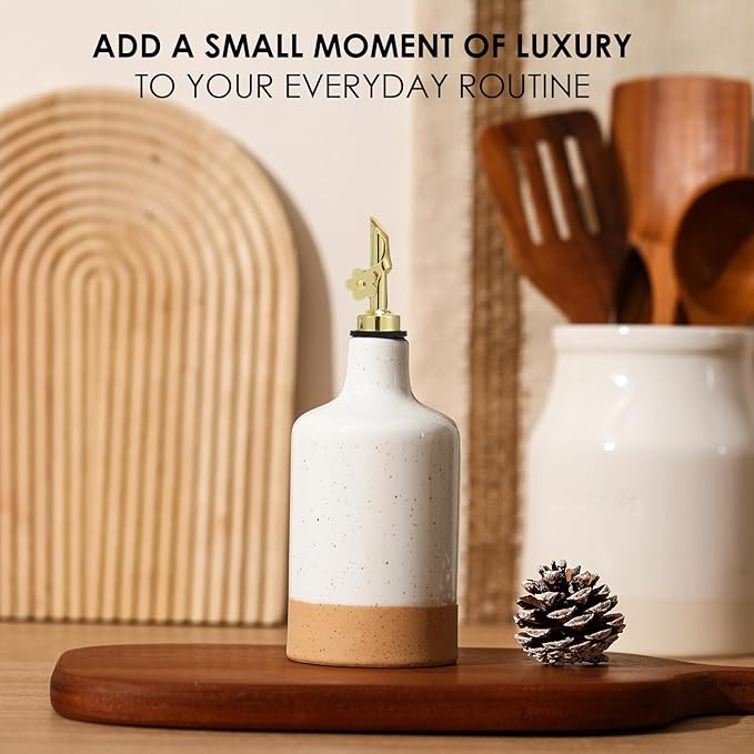 HOMCDALY Ceramic Olive Oil Dispenser Bottle, 16oz Oil Dispenser Bottle