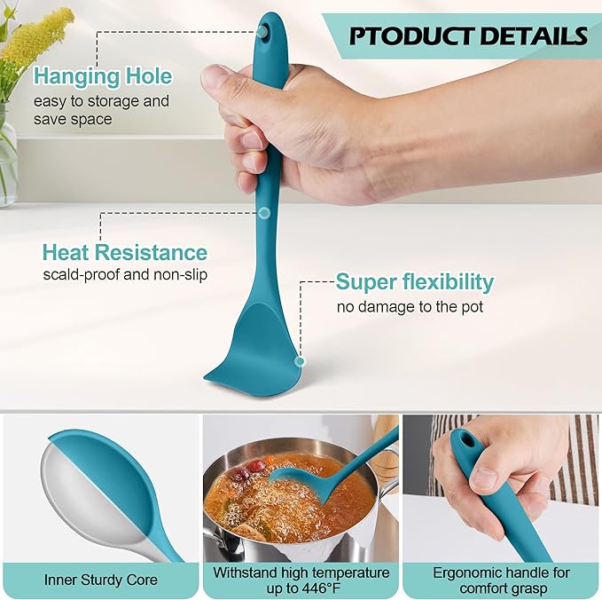 Homikit Silicone Cooking Utensils Set, 15-Piece Nonstick and Heat Resistant