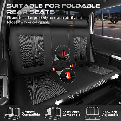 CAR PASS 3D Neoprene Back Seat Cover, Waterproof Rear Seat Covers Universal Fit for Cars Sedans Trucks Vans and SUVs, Black