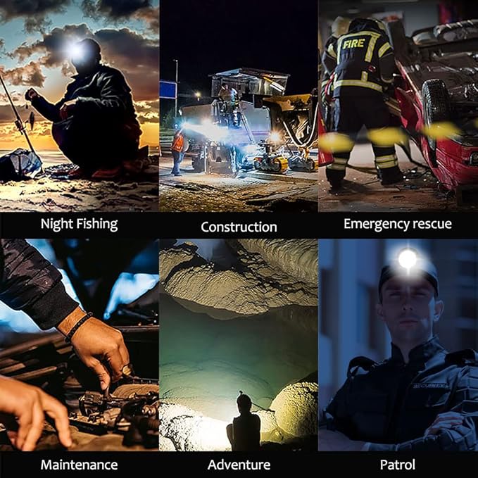 Super Bright Rechargeable Coon Hunting Headlamp, LED Spotlight Head Torch with Power Supply, Waterproof Headlight Flashlight for Outdoor Hunting, Fishing, Hiking, Camping, Night Work