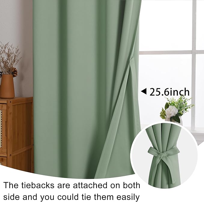 JIUZHEN Light Sage Blackout Curtains