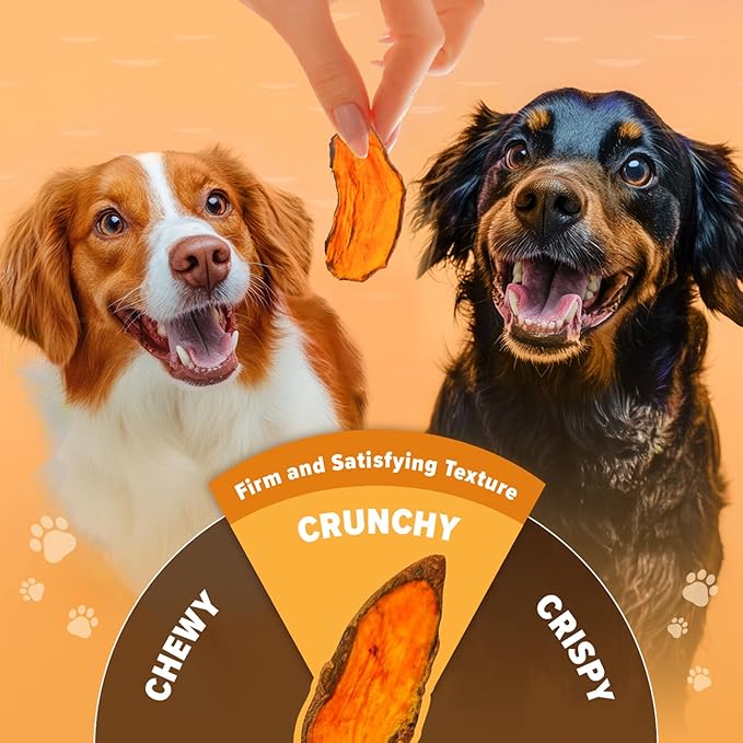 Sweet Potato Chews for Dogs- 100% All-Natural Single Ingredient Dog Treats- Crispy & Crunchy, Hypoallergenic, Grain Free, Easy to Digest, Perfect for Dogs of All Breeds and Sizes, 8 oz